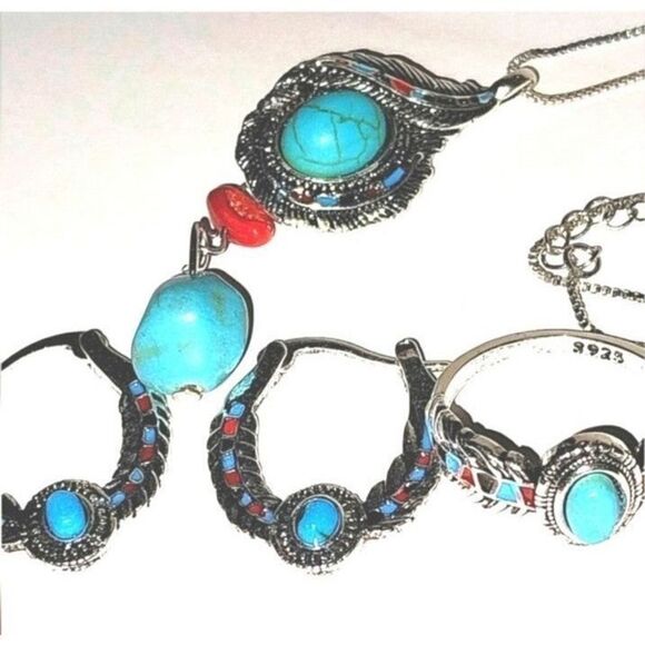 Vintage ladies Feather boho style jewelry set - Picture 10 of 10